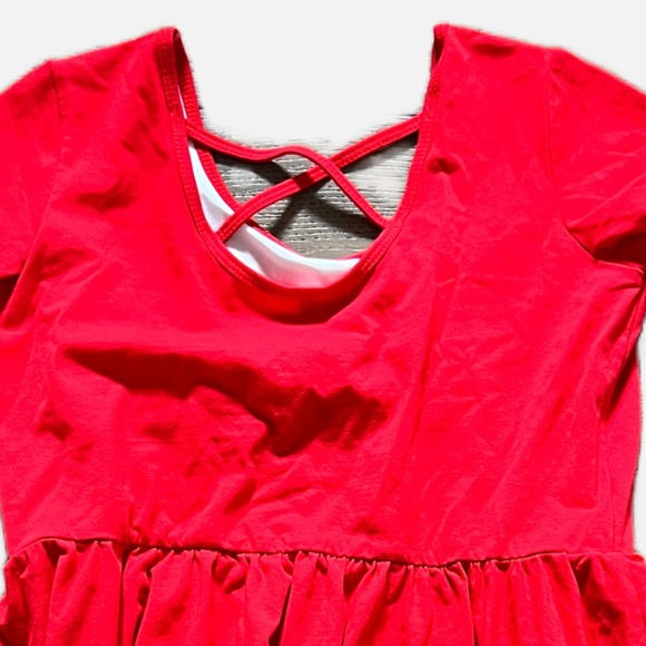 Girls Short Sleeve Swing Dresses Size 10 (Red and Yellow) - Picture 3 of 3
